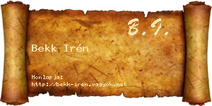 Bekk Irén névjegykártya
